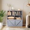 Kids Bookshelf and Toy Storage, Wooden Toy Storage Organizer, 2-Tier Toddler Bookcase with 3 Cubbies & 2 Bins for Playroom, Nursery, Bedroom Grey - 3 of 4