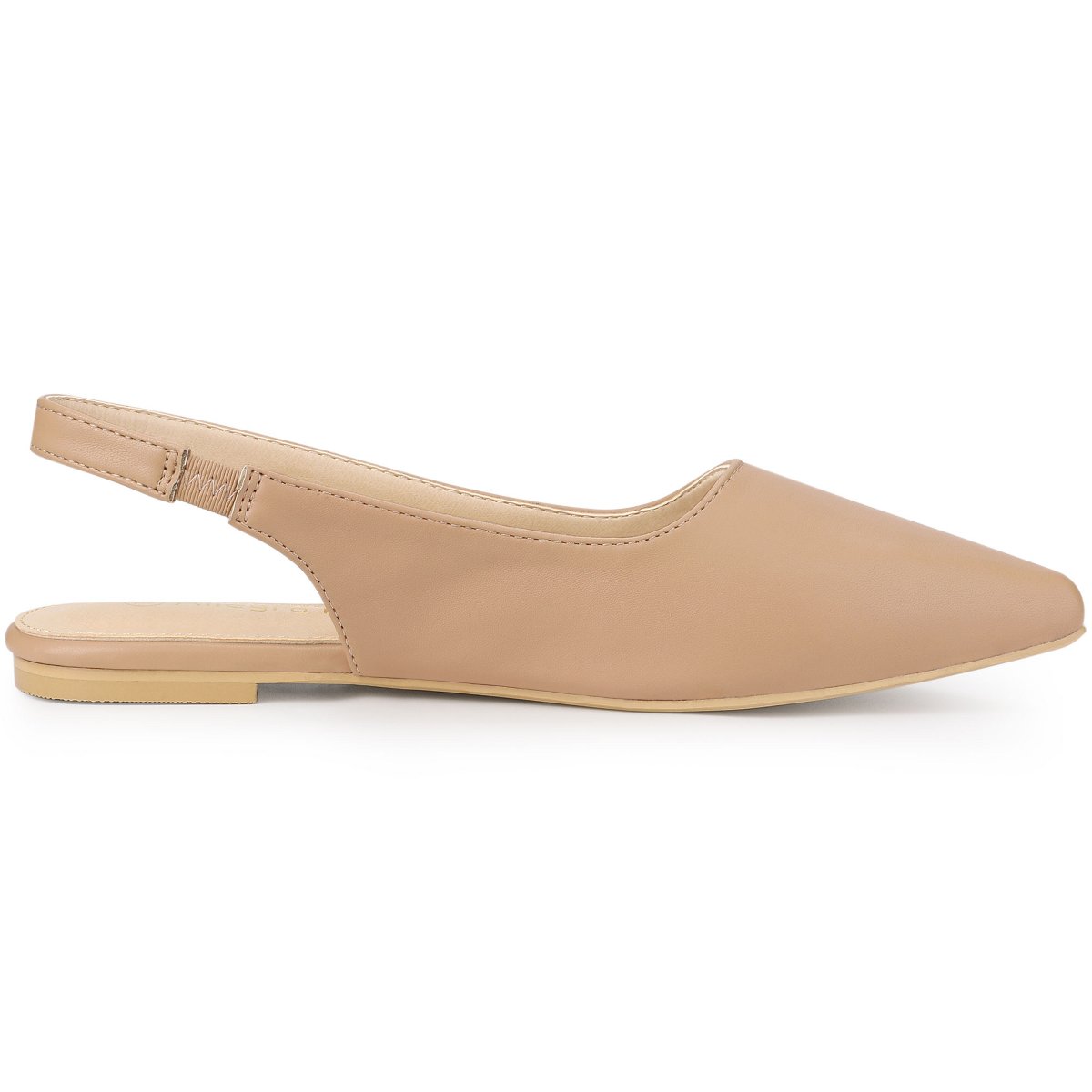 Женские туфли Allegra K Women's Faux Leather Pointed Toe Slip-On Slingback Flat Pumps 7 Nude — фото 6