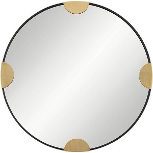 Uttermost Demia Matte Black Bronze and Gold 34" Round Wall Mirror - 1 of 4