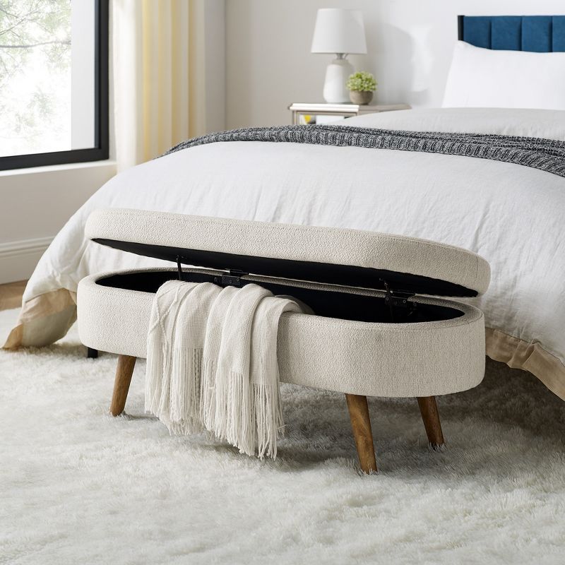 Oval Storage Ottoman with Rubberwood Legs - ModernLuxe, 2 of 12