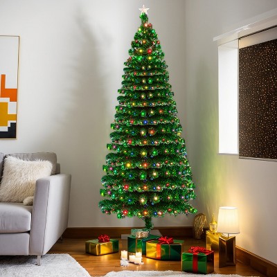 Resenkos 7.5FT Fiber Optic Christmas Tree with 260 LED Lamps & 260 Branches Green