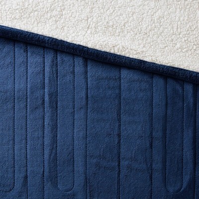 Indigo Queen Heated Plush to Berber Reversible Blanket