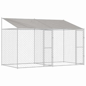 Dog Cage Silver 400 x 200 x 256 cm Galvanised Steel - 1 of 4