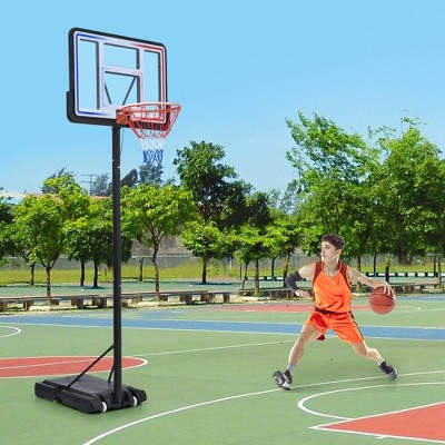 Portable Basketball Hoop, Adjustable Height 4.76-10ft Outdoor Waterproof Basketball Hoop System with LED Lights for Kids Teen