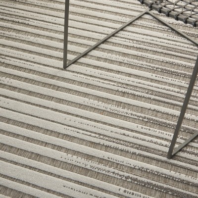 Calobra Light Grey Striped 4' x 6' Hand-Knotted Synthetic Rug