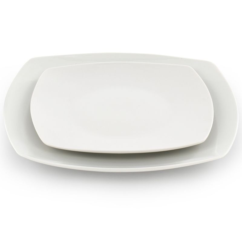 Gibson Home Blanca Cafe 12 Piece Square Ceramic Dinnerware Set in White, 3 of 7