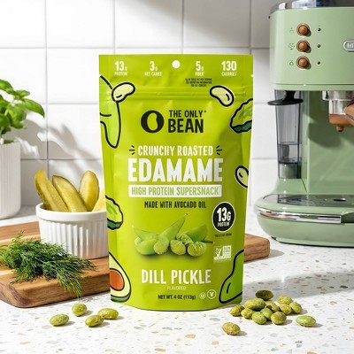 The Only Bean Crunchy Roasted Edamame Bean Snack High Protein Dill Pickle - 4oz