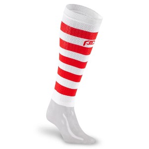 PRO Compression Calf Sleeves, White and Red Stripe - 1 of 4