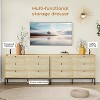 Brafab Rattan Dresser for Bedroom, 6 Drawer Mid-Century Natural Wood Dressers, Long Dresser TV Stand, Boho Closet Organizer Chests of Drawer - 2 of 4