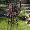 Costway Wooden Bar Stool Swivel Bar Height Kitchen Patio Chair with Back & Armrest Brown - 3 of 4