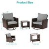 Sonkuki 3-Piece Patio Chair Set Brown Rattan Swivel Rocking Chair Set Coffee Table Suiting Backyard - 3 of 4