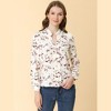 Allegra K Women's Floral Print Split V Neck Office Long Sleeve Blouse - 2 of 4