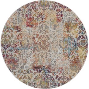 Global Vintage GLB06 Ivory/Blue Area Rug Colorful Vintage Damask By Nourison - 1 of 4