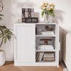 31 in. Tall Wood Grain Storage Cabinet in White, Storage Organizer with 2 Solid Wood Doors for Bedroom Living/Dinning Room - 2 of 4