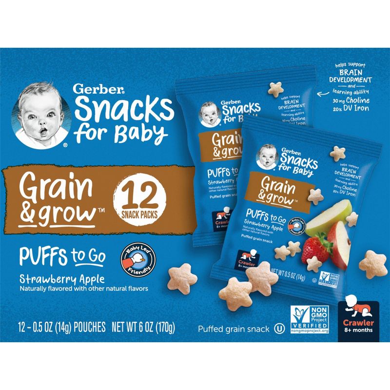 Gerber Puffs Strawberry Apple Baby Snacks - 12ct/0.5oz Each, 2 of 12