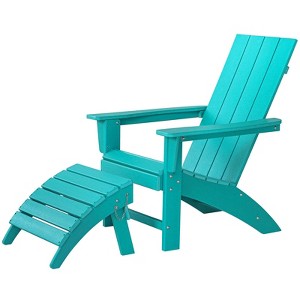GARPROVM HDPE Adirondack Chair with Ottoman Weather-Resistant Outdoor Patio Furniture - 1 of 4