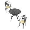 ACEPANO 3-Pieces Aluminum Patio Dining Coffee Table Set With Umbrella Hole, Beige Cushions-Black - 3 of 4