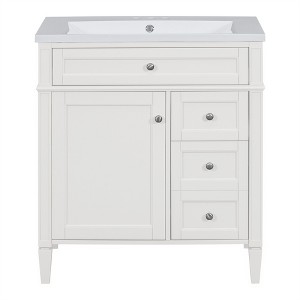 Tramull Modern Bathroom Vanity with Sink Top, 2 Drawers & Tip-Out Tray, Storage Cabinet with Soft-Close Doors - 1 of 4