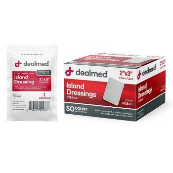 Dealmed Island Dressing, Sterile, Adhesive Borders with Non-Stick Pads, White (Pack of 1)