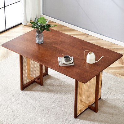 GlasFlength Rectangle Modern Coffee Tables, Center Table with Sleek Minimalist Design for Living Room Decor, Red,59”*35.4”*30"