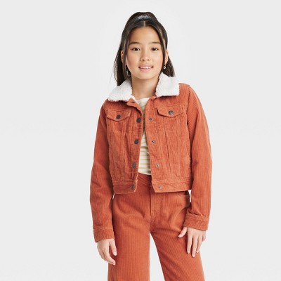 Girls' Sherpa Corduroy Jacket - Cat & Jack™ Orange