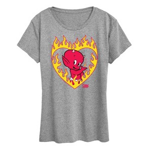 Women's - Hot Stuff - Flaming Heart Short Sleeve Graphic T-Shirt - 1 of 4