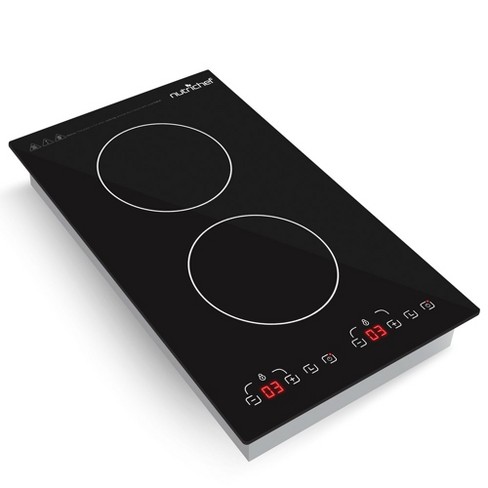 NutriChef 1800W Dual Induction Adjustable Double Countertop Cooktop Burner