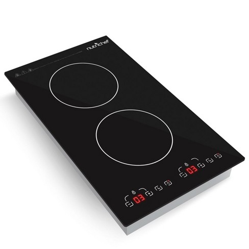 NutriChef Dual 120V Electric Induction Cooker - 1800w Portable Digital  Ceramic Countertop Double Burner Cooktop w/ Kids Safety Lock - Works w/