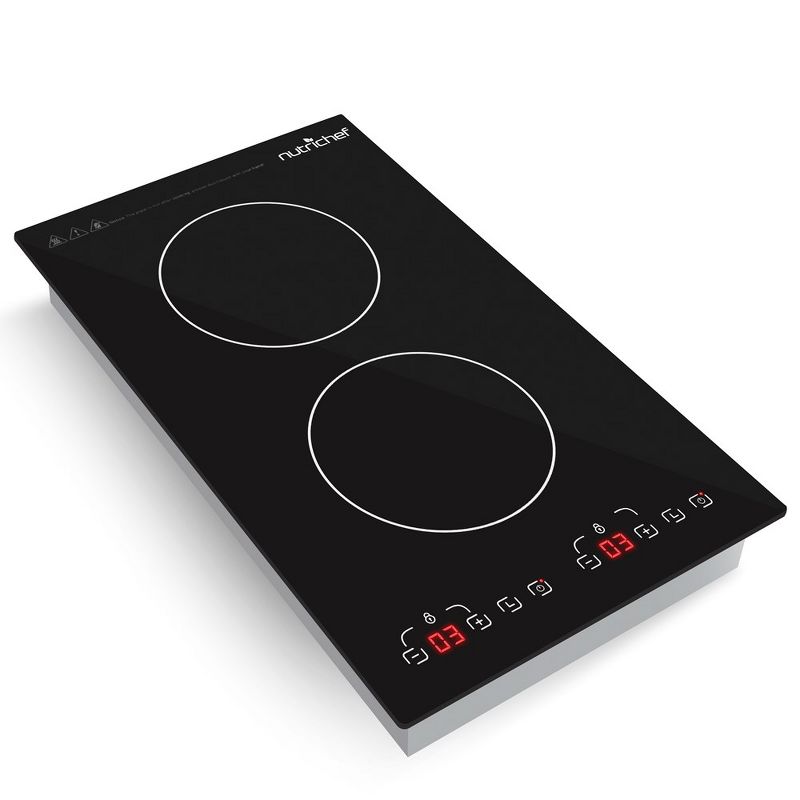 NutriChef Dual Induction Cooker - 1800w Countertop Double Burner Cooktop - Digital Ceramic Technology - Black, Efficient & Stylish Cooking., 1 of 4