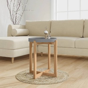 vidaXL Coffee Table Gray 16.1 in.x16.1 in.x19.1 in. Engineered Wood&Solid Wood Pine - 1 of 4