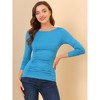 Allegra K Women's Round Neck Long Sleeves Ruched Casual Fitted Top - 3 of 4