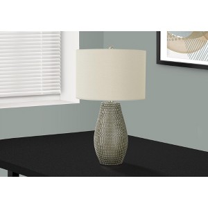 Monarch Specialties Lighting 24inchH Table Lamp Grey Resin Ivory / Cream Shade Contemporary - 1 of 4
