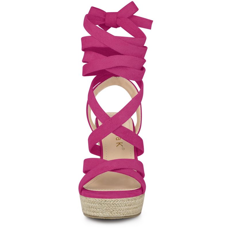 Allegra K Women's Espadrilles Platform Heels Lace Up Wedge Sandals, 2 of 7