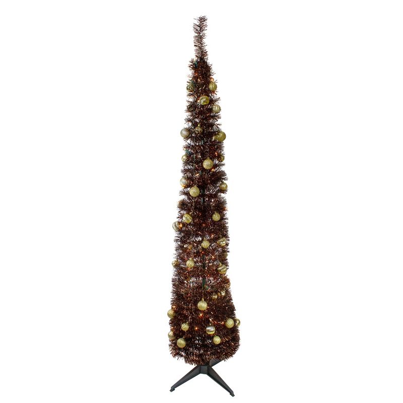Northlight 6' Pre-Lit Brown Pre-Decorated Pop-Up Artificial Christmas Tree, 1 of 6