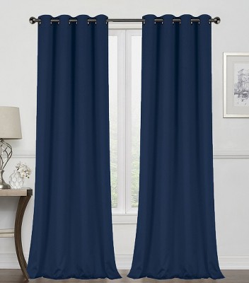 GoodGram 2 Pack Basic Solid Colored Semi Blackout Grommet Top Curtain Panels