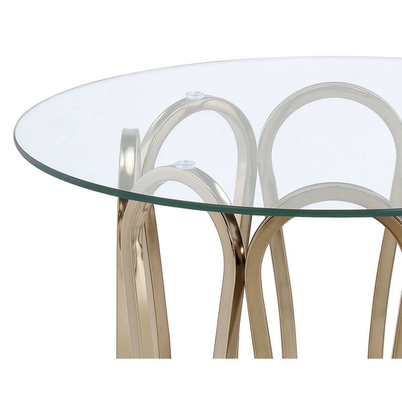 Monett Round End Table with Glass Top Brass - Coaster, 4 of 5
