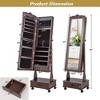 Tangkula Rolling Jewelry Cabinet Armoire Full Length LED Mirror Lockable w/ Drawer - 4 of 4