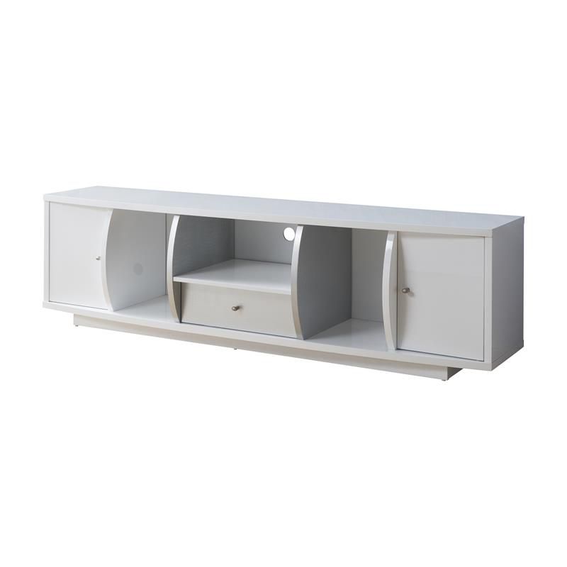 Gather Contemporary Wood 72-Inch TV Stand in Glossy White - Furniture of America, 1 of 8