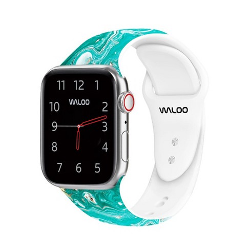 Waloo Marble Design Silicone Band For Apple Watch 42 44 45 49mm Teal Target