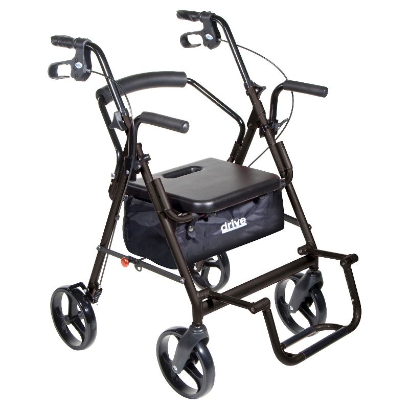 Drive Medical Duet Dual Function Transport Wheelchair Walker Rollator, Black, 3 of 5