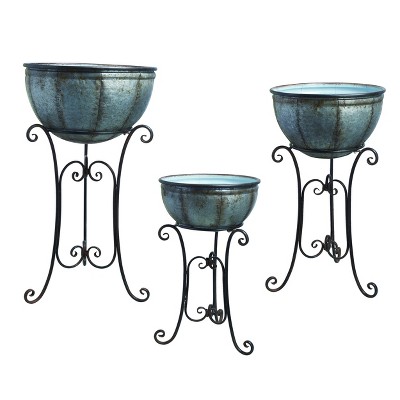 Transpac Metal 36" Silver Spring French Riviera Standing Containers Set of 3