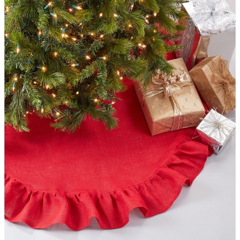 Saro Lifestyle Saro Lifestyle Jute Christmas Tree Skirt With Ruffled ...