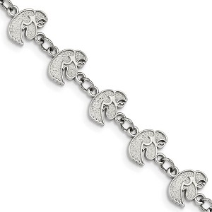 Black Bow Jewelry Stainless Steel Iowa Hawkeyes NCAA charm Bracelet 7 Inch - 1 of 4