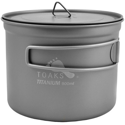 TOAKS 900ml D115mm Titanium Camping Cooking Pot with Foldable Handles