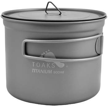 TOAKS 900ml D115mm Titanium Camping Cooking Pot with Foldable Handles