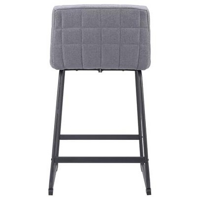 Gray Tufted Metal Frame Counter Stools, Set of 2