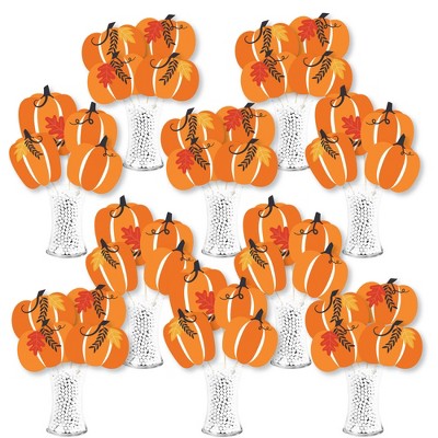 Big Dot of Happiness Fall Pumpkin - Halloween or Thanksgiving Party Centerpiece Sticks - Showstopper Table Toppers - 35 Pieces