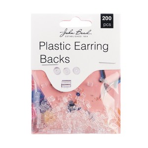 John Bead Must Have Findings Plastic Clear Earring Backs for Jewelry Making Findings, 200 Pieces - 1 of 4
