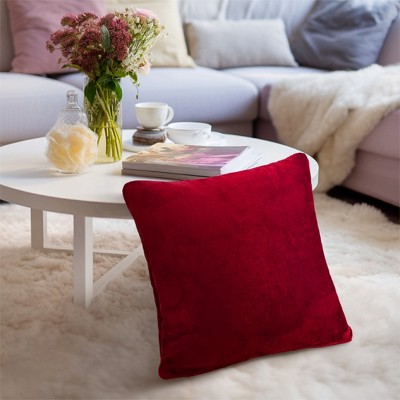Wine Red Velvet Euro Throw Pillow Covers Set of 2