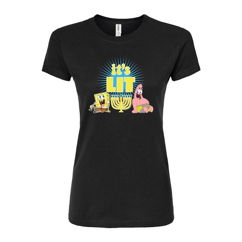 Women's - SpongeBob SquarePants - Its Lit Hanukkah Juniors Fitted Graphic T-Shirt - image 1 of 4